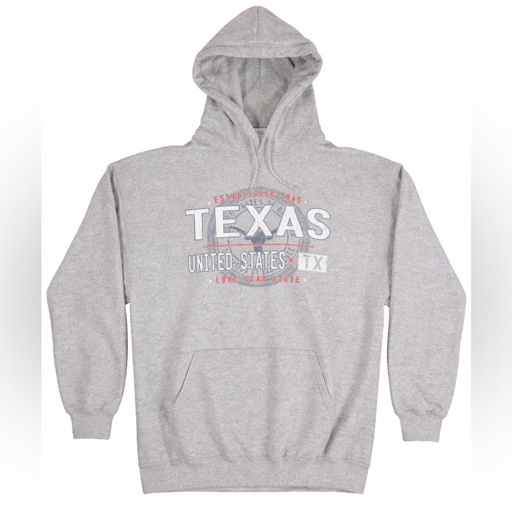 Texas Hoodie Lone Star State Graphic Pullover Sweatshirt Gray 2XL